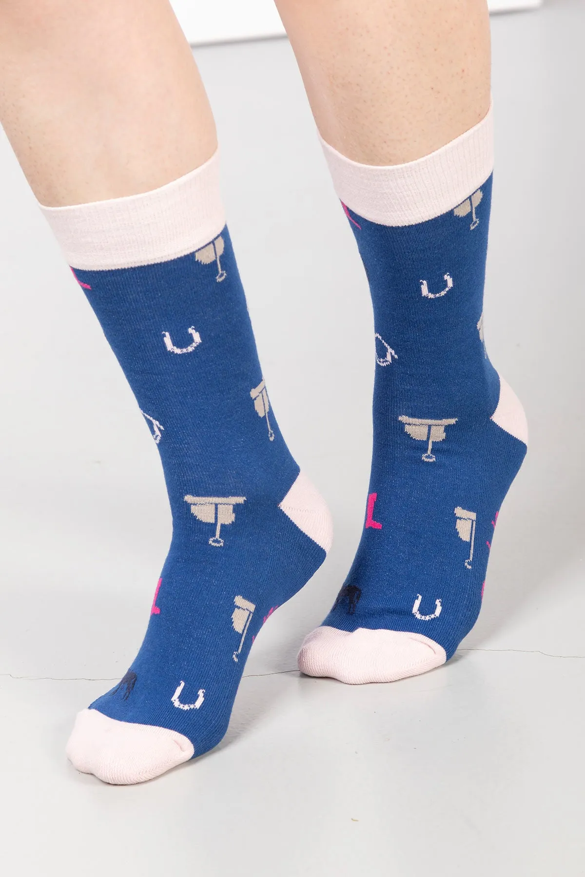 Ladies Pony Print Ankle Socks