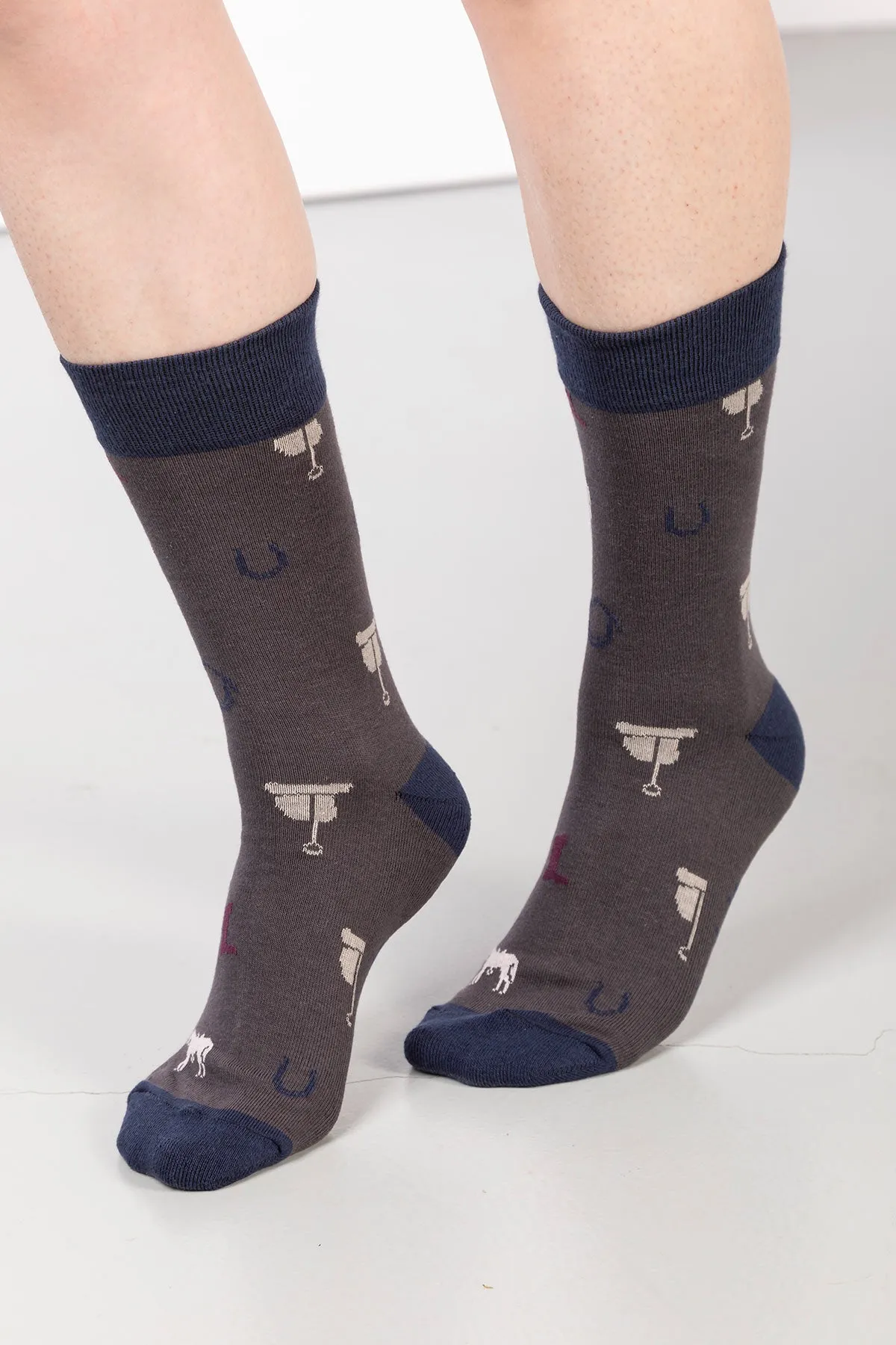 Ladies Pony Print Ankle Socks