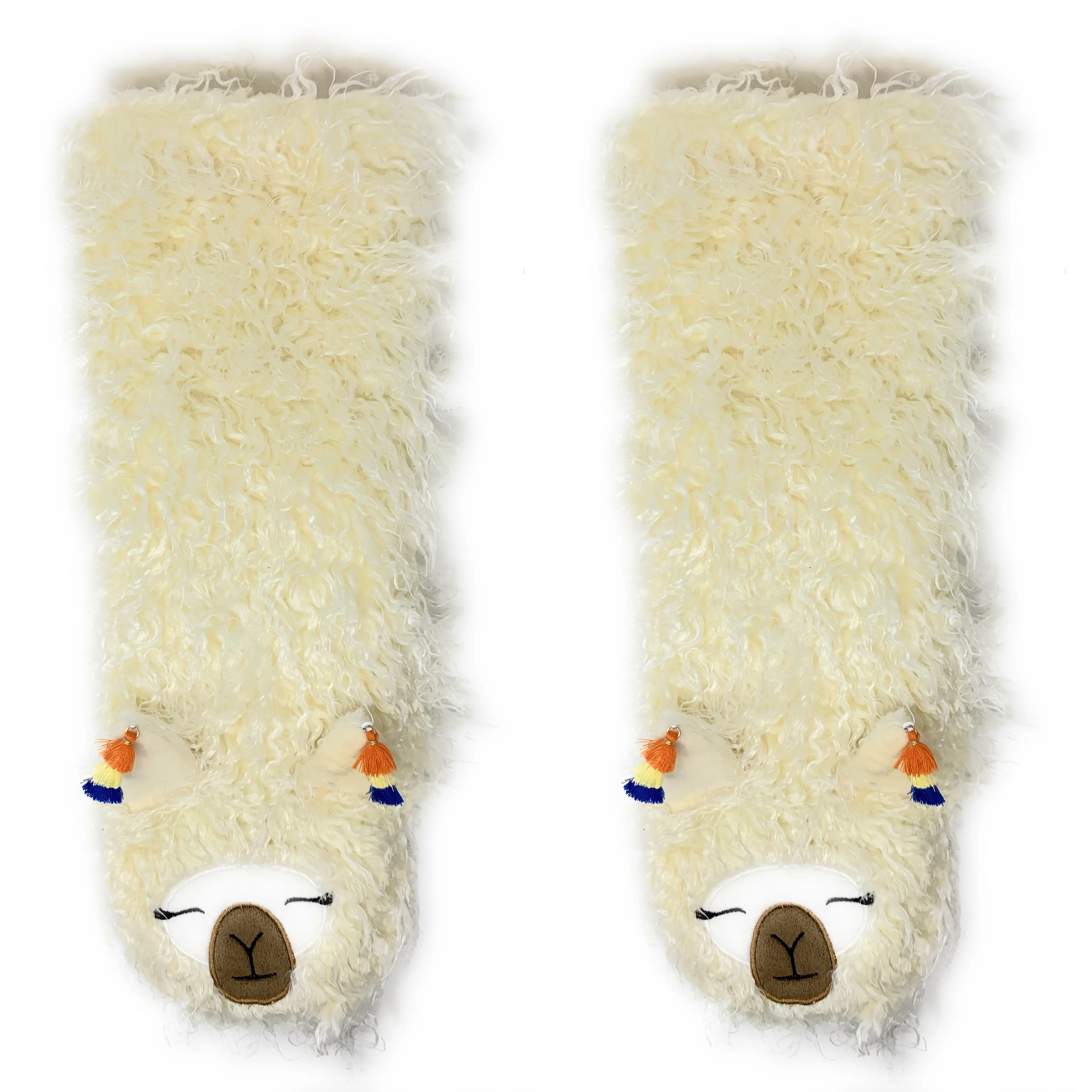 Llama Llama White Plush Slipper Socks