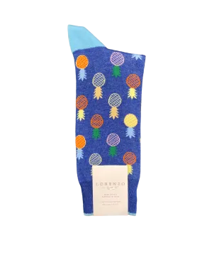 Lorenzo Uomo Socks - Cotton Pineapples Teal