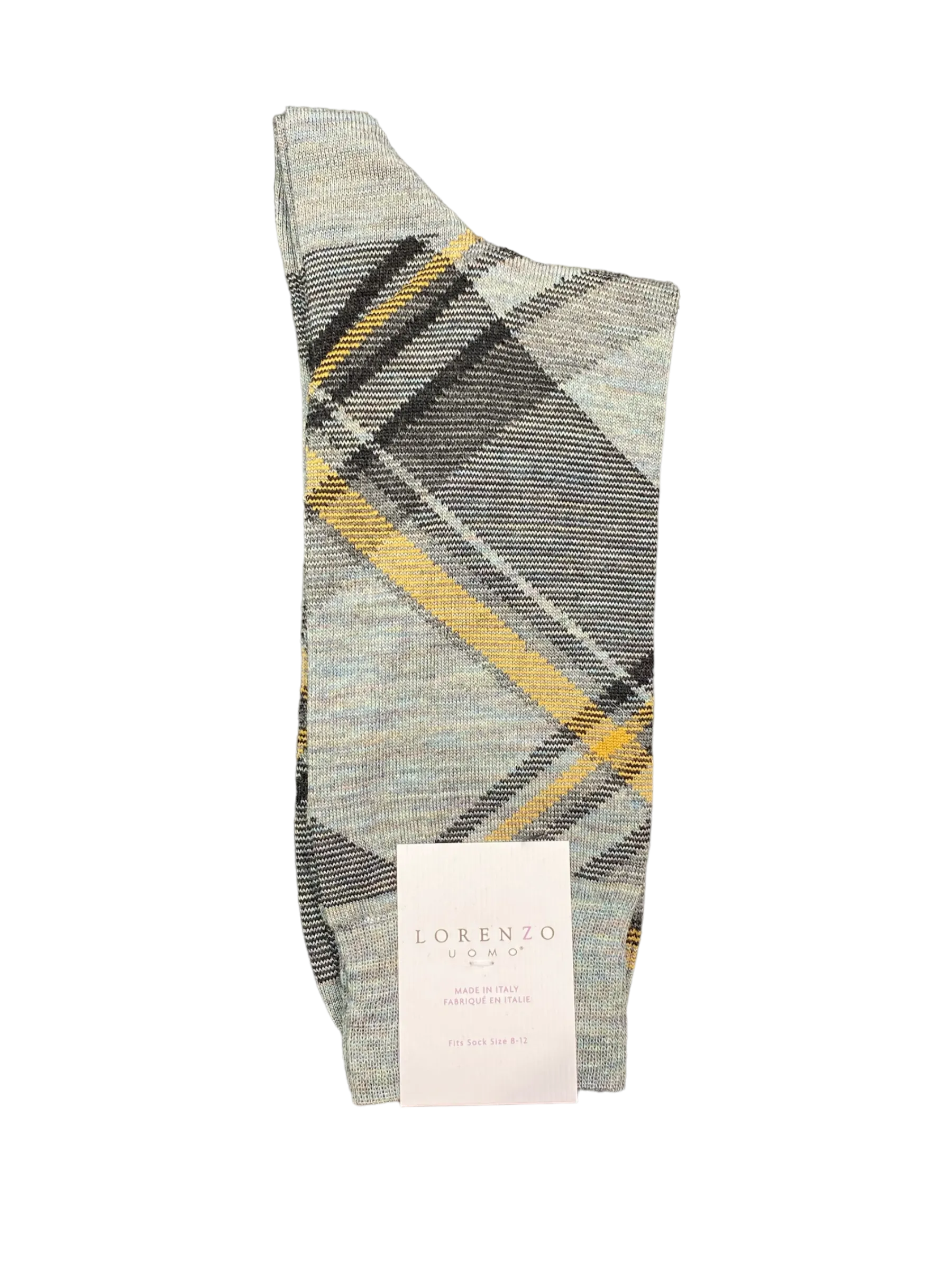 Lorenzo Uomo Socks - Diagonal Plaid - Navy or Grey