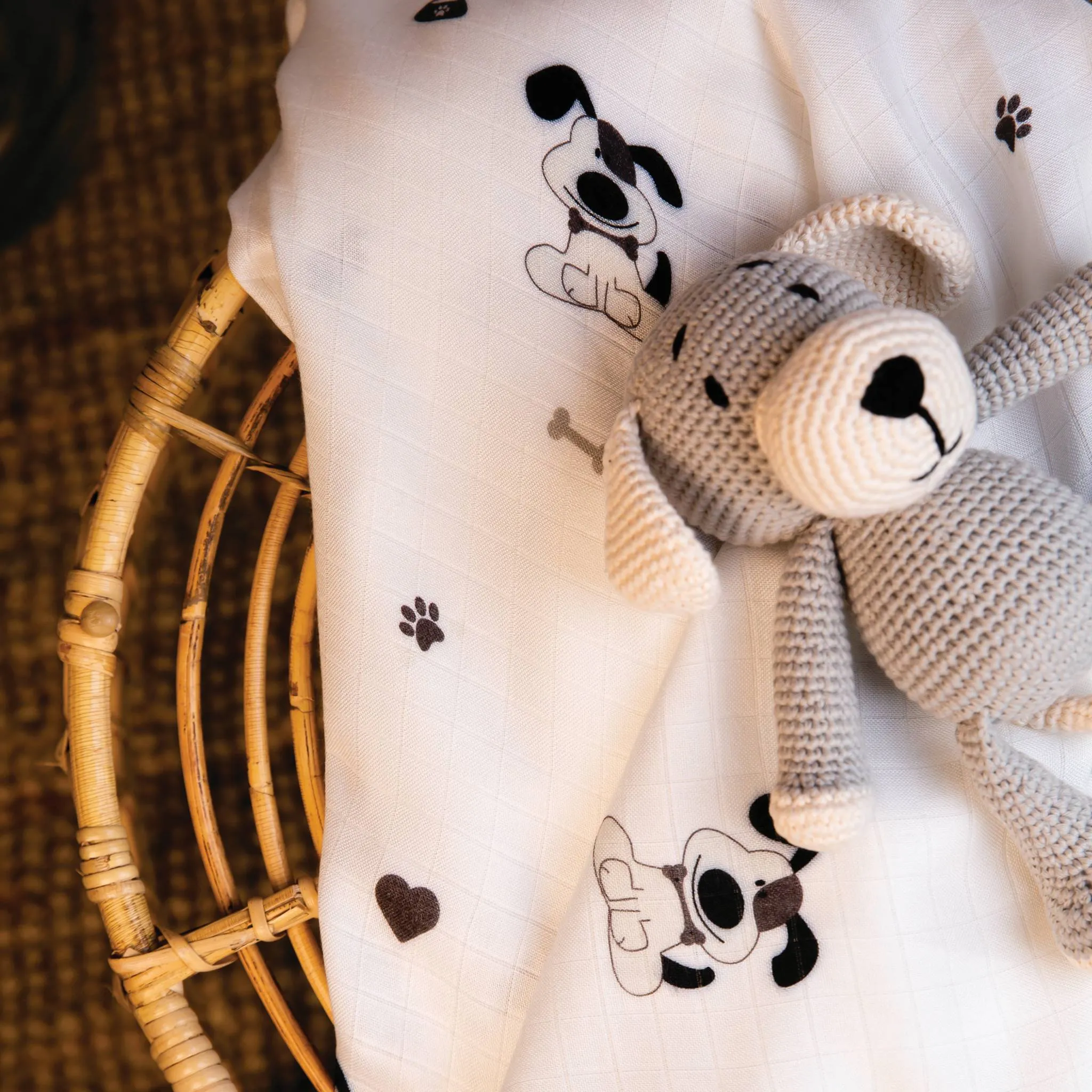 Lovely Doggy Bamboo Large Muslin Cloth