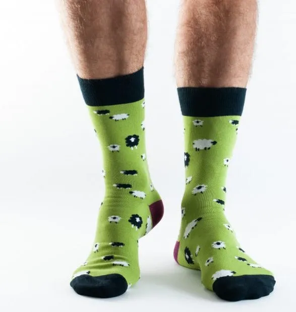 Mens Bambo Socks Doris & Dude Sheep Green Wine  7-11UK