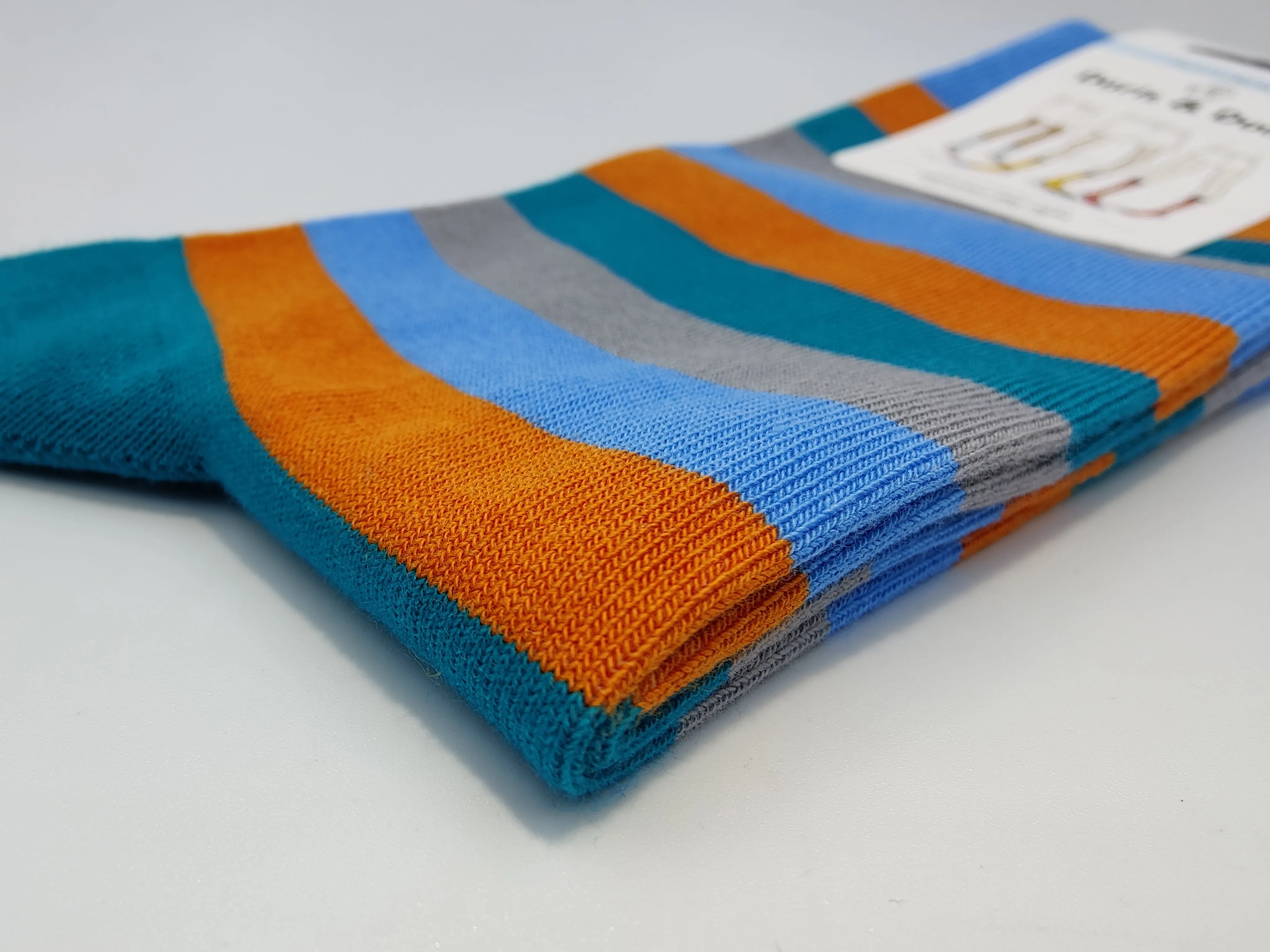 Mens Bambo Socks Doris & Dude Stripe Blue/Orange/Grey 7-11UK