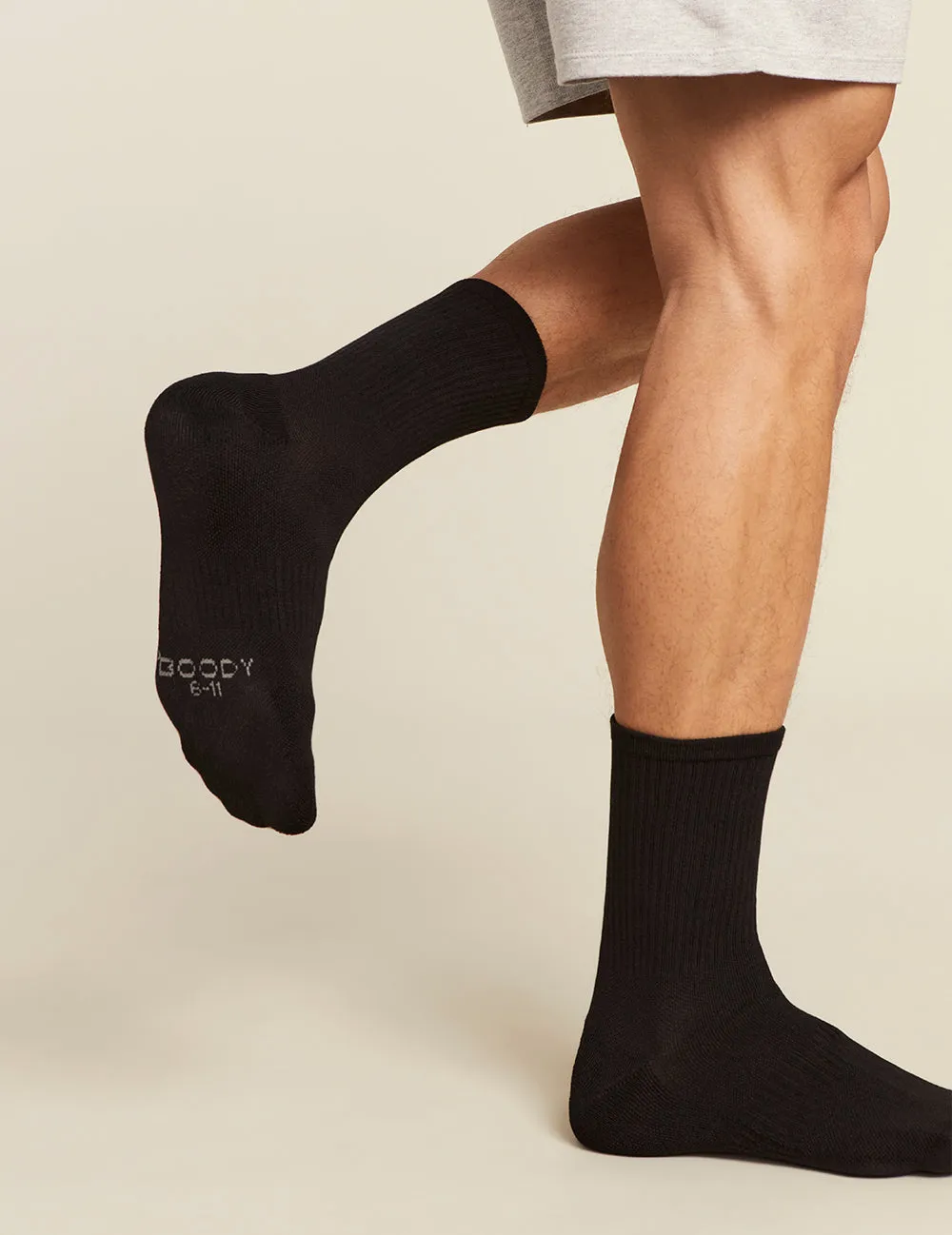 Men's Cushioned Crew Socks - Black