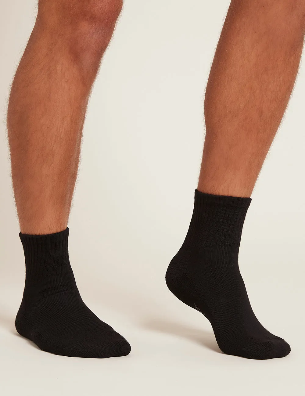 Men's Cushioned Quarter Crew Socks - Black