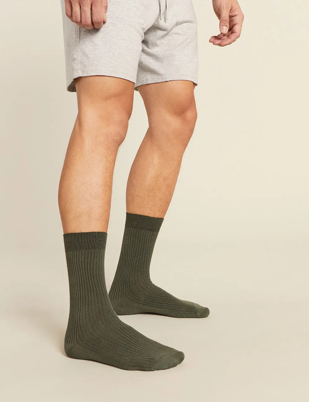 Men's Ribbed Crew Socks - Moss