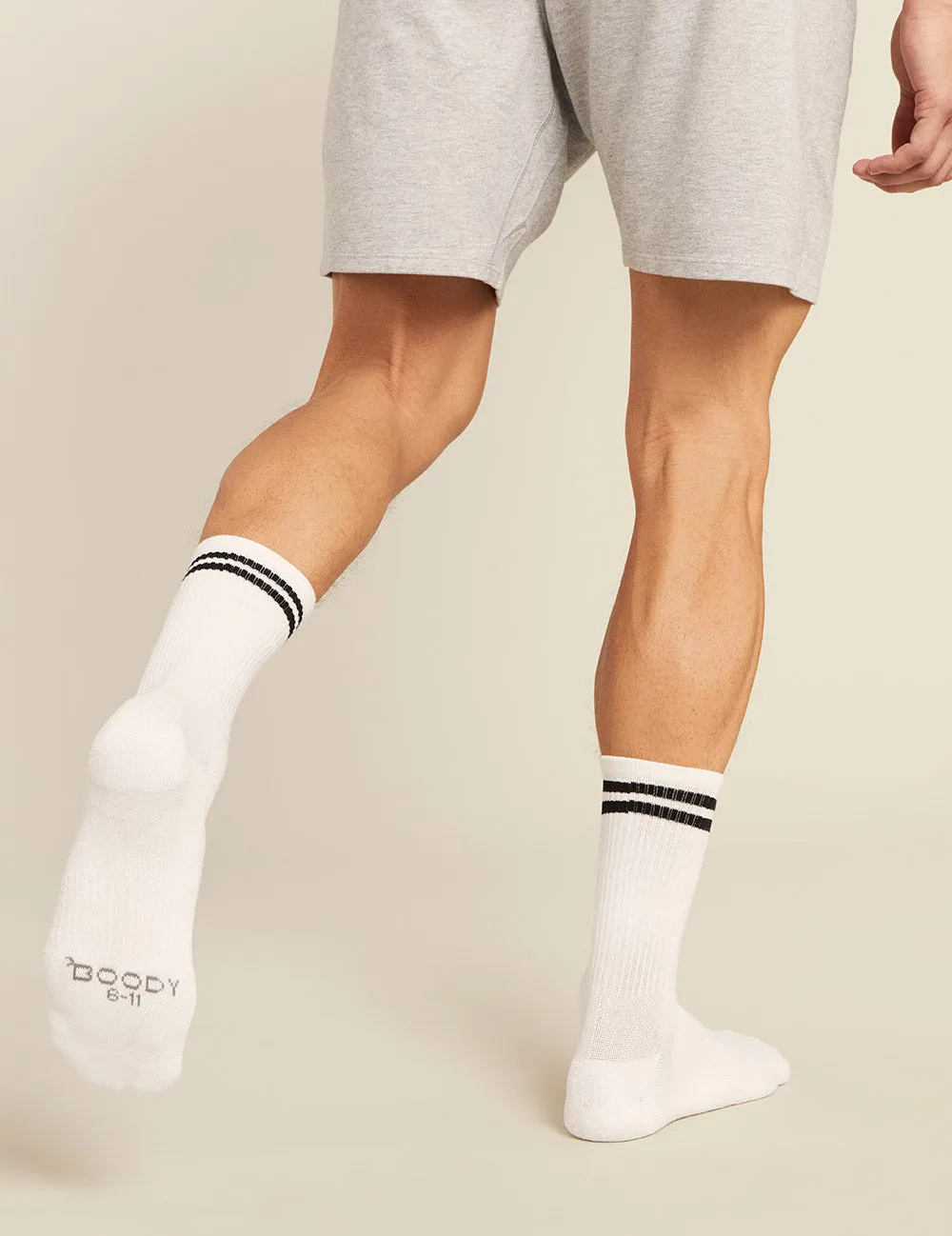 Men's Striped Cushioned Crew Socks - White/Black