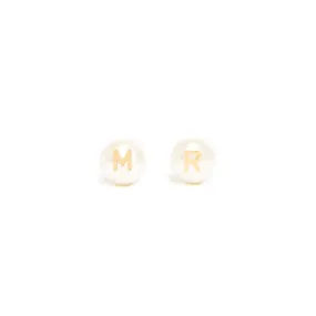 Mini Initial on Pearl Studs