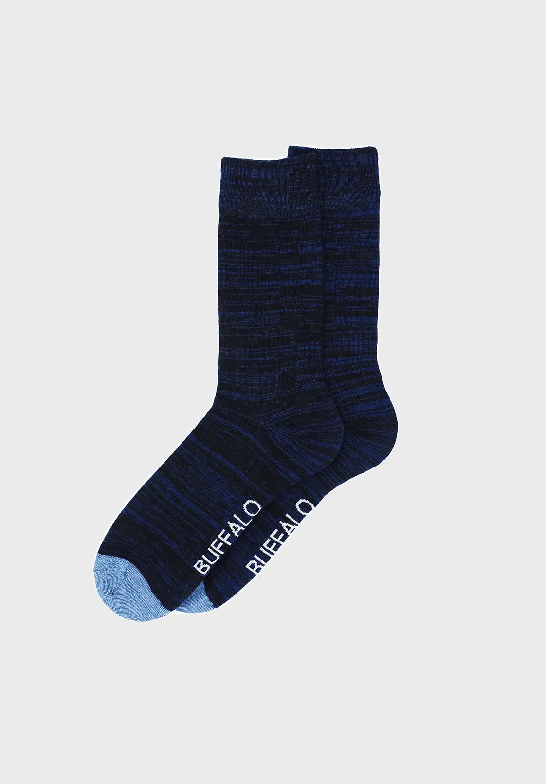 Navy Mixed Yarn Slub Dress Socks - BUMC002