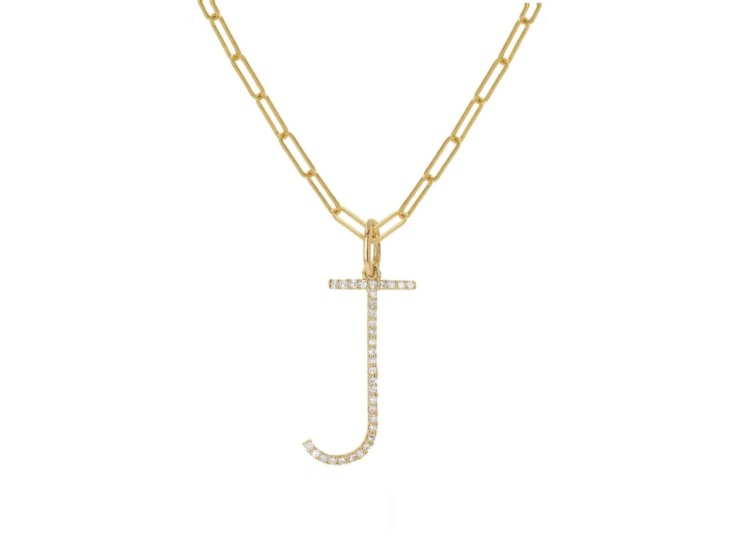 Oversized Diamond Letter Charm on Baby Link Chain