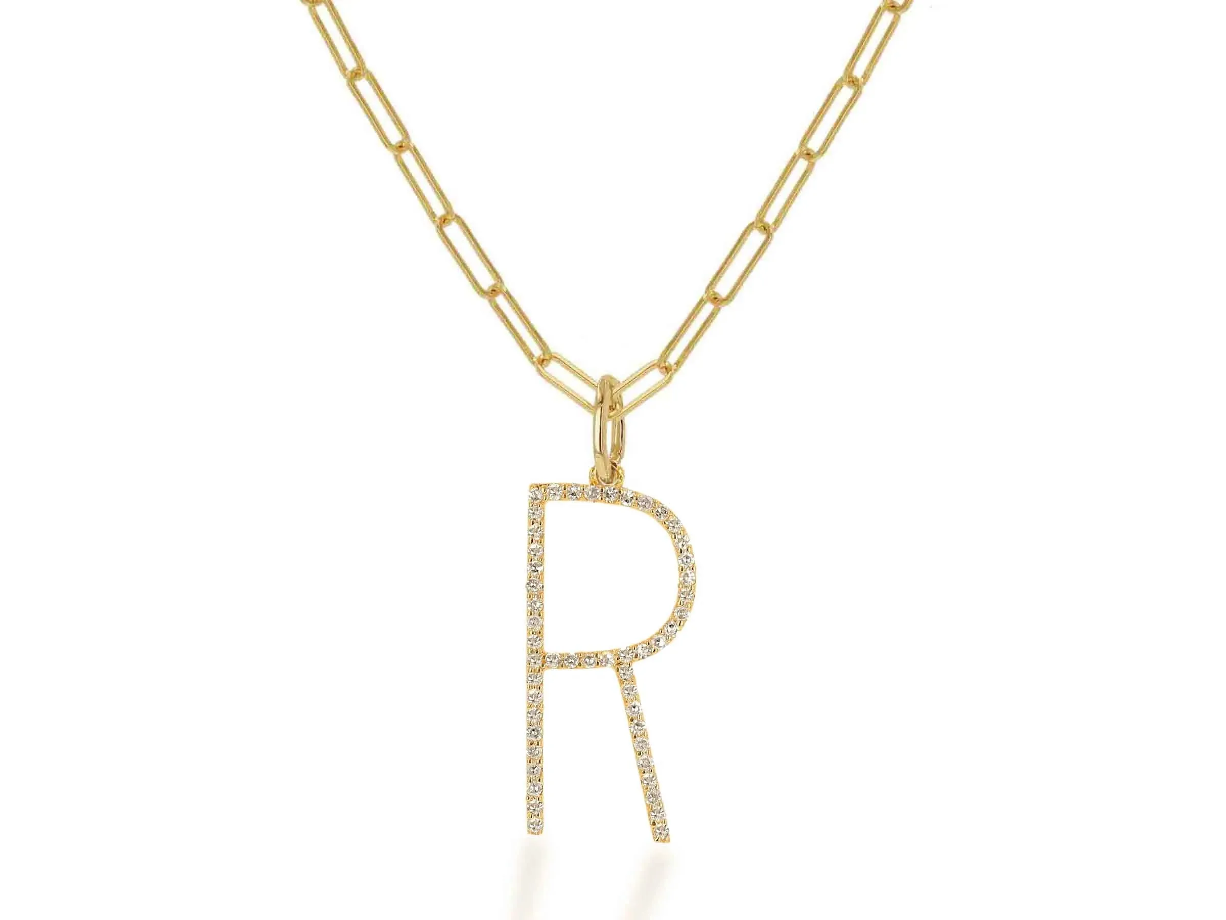 Oversized Diamond Letter Charm on Baby Link Chain