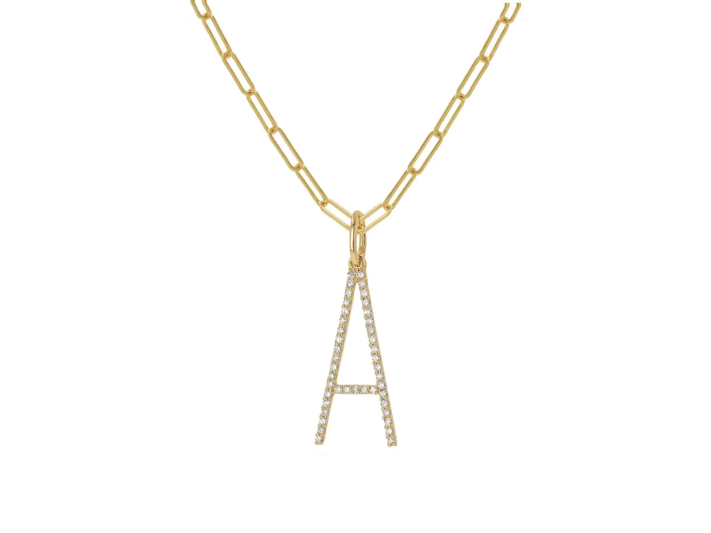 Oversized Diamond Letter Charm on Baby Link Chain