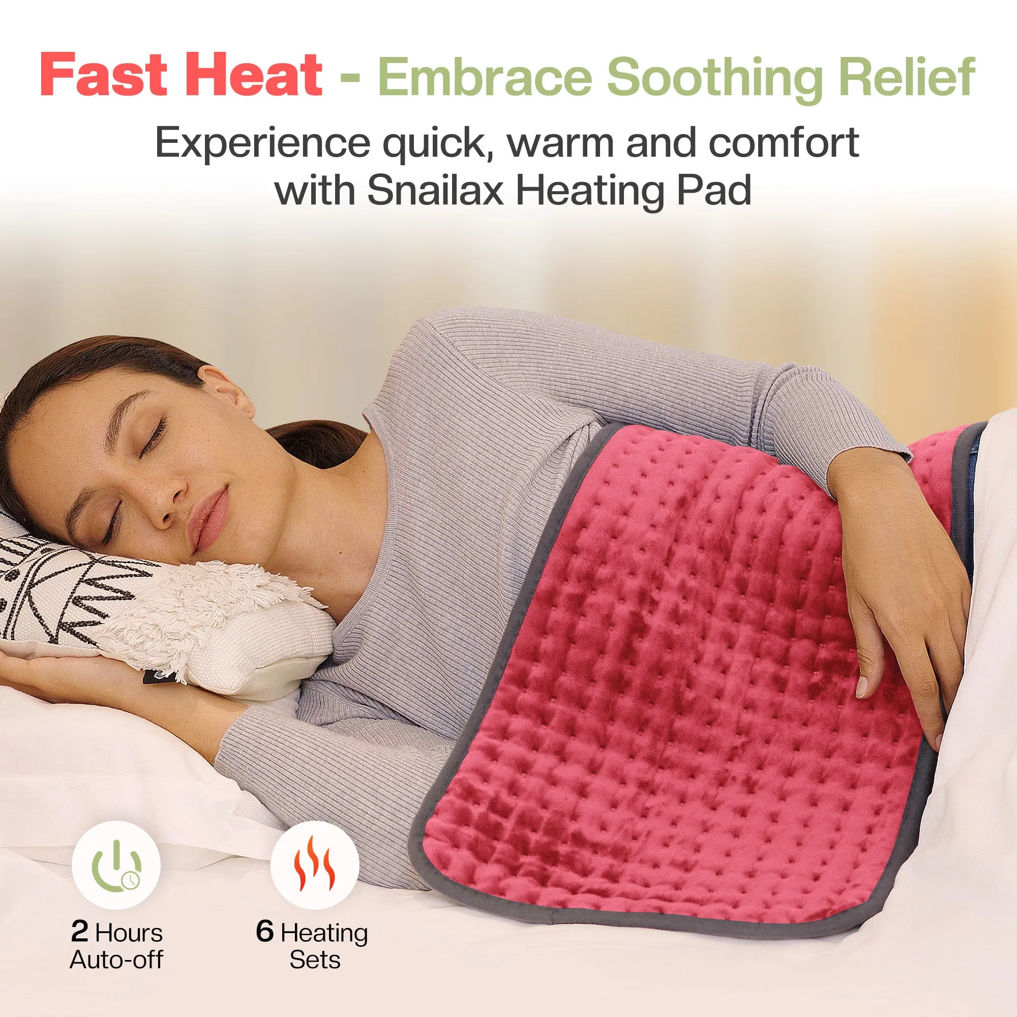 Snailax Electric Heating Pad for Back & Multiple Body Parts Pain Relief - SL-019M3-R