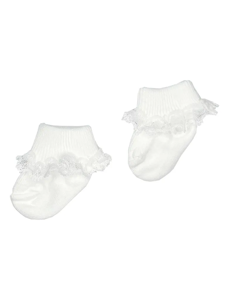 White Lace Trim Premature Baby Socks